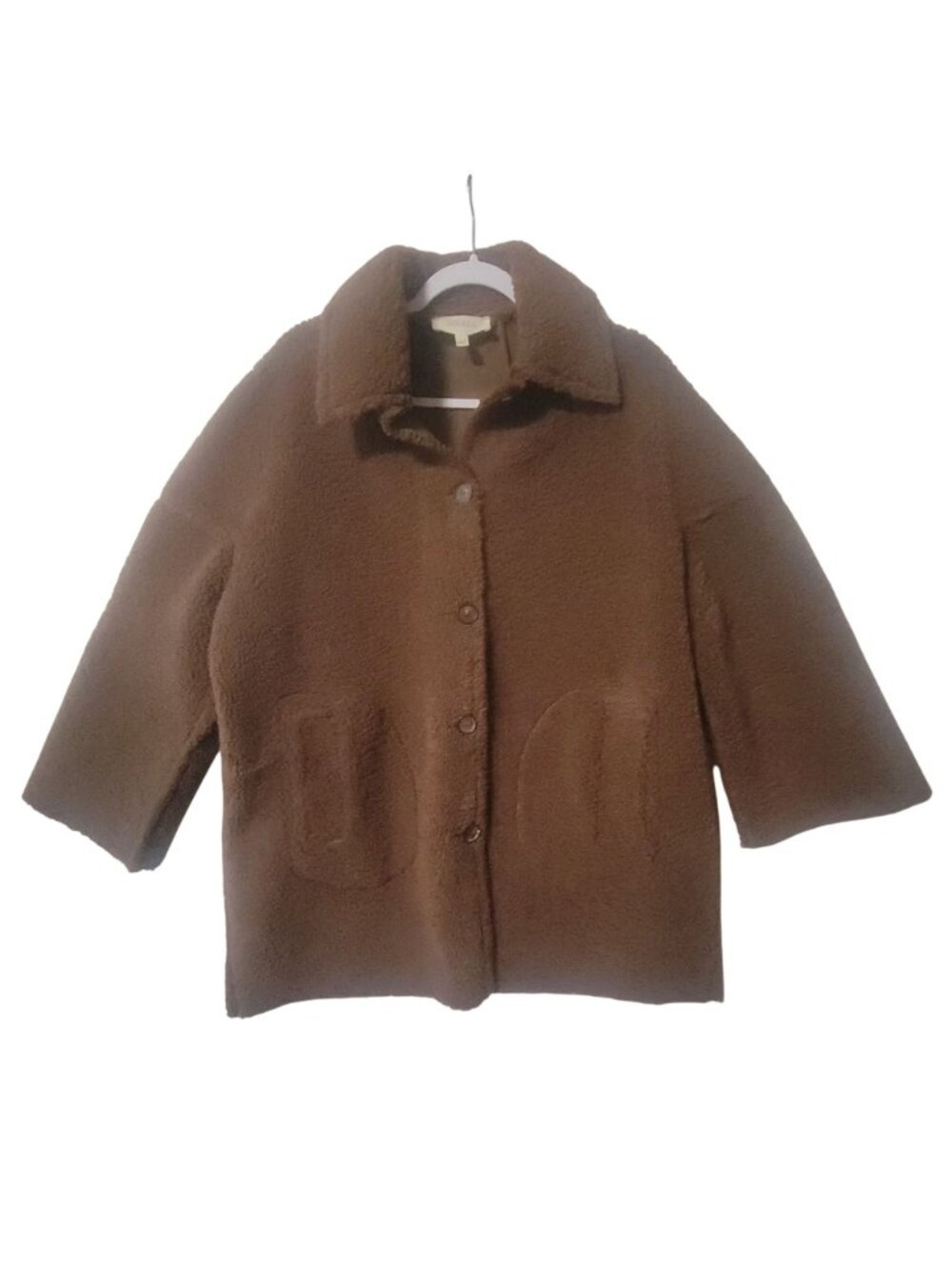 The Great. Chocolate Plush Car Coat 1 Small Oversized Teddy Jacket Fleece Brown - Picture 3 of 11
